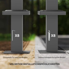 Outsunny Pergola ogrodowa 3 x 3 m z chowanym dachem, pawilon, baldachim zapewniający cień, UPF30+, Grau | Aosom PL