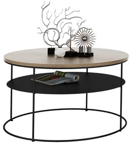 Okrągły stolik kawowy w stylu loft dąb lancelot - Rencontrer 4X