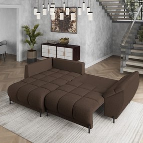 Masseno Narożnik VESTANO  z funkcją spania i pojemnikiem na pościel Narozniki L, Rozkładana sofa - Brązowy, QUELLE 25