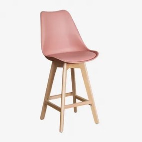 Zestaw 2 Wysokich Stołków 65 Cm Z Poduszką Ze Skóry Ekologicznej Nordic Wino Różowe - Sklum