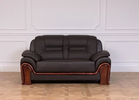 Skórzana kanapa 2-osobowa Palladio, wykonana ze skóry naturalnej, dostępne kolory brązowy, czarny, kremowy. Wygodna sofa do biura. Klasyczny stylowy design.