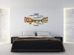 Obraz miasta z rzeką (125x70 cm)