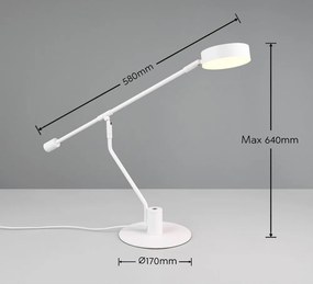 Lampa stołowa LED z elastyczną konstrukcją w matowym białym kolorze (wysokość 64 cm) Manduro – Trio
