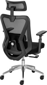 Fotel siatkowy z zagłówkiem regulowanym Ergobit Lux, zgodny z normą BHP