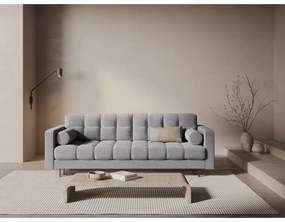 Jasnoszara rozkładana sofa ze schowkiem z materiału bouclé 222 cm Bali – Cosmopolitan Design