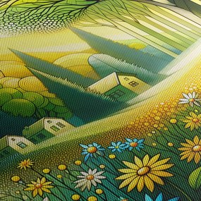 Obraz - Wieś w żółto-zielonym (125x70 cm)