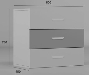 Dziecięca komoda z szufladami kaszmir + różowy T8-T16