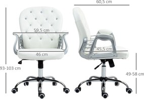 Vinsetto Krzesło biurowe, ergonomiczne krzesło do biura z podłokietnikami, wyściełane oparcie Białe