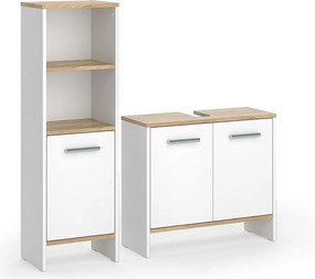 Zestaw mebli łazienkowych biały/złoty dąb 63.8x26.3x57 karli