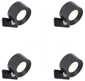 Zestaw 4 Nowoczesnych lamp ściennych i sufitowych czarnych z możliwością ładowania LED - Bright Nowoczesny Oswietlenie wewnetrzne