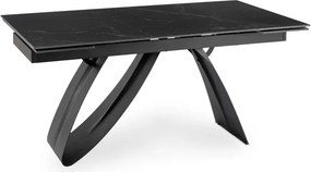 Stół Rozkładany Prostokątny DEVON 160-220 cm Ceramiczny Czarny Marmur/Czarny Glamour