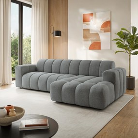 Masseno Narożnik SETIA Prawostronny L-Kształtny, Nowoczesna Sofa narożna, Tkanina Strukturalna - Szary, ARAGON 93