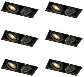 Conjunto de 6 focos embutidos pretos GU10 ajustáveis sem moldura 2 luzes - Oneon