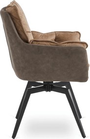 Krzesło Tapicerowane Obrotowe ISLA Brązowe Nowoczesne Loft