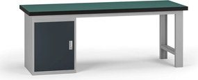 Stół warsztatowy G8, 2100 x 750 x 800 mm, 1x szafka, grafitowy