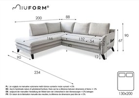 Pudroworóżowy narożnik rozkładany Miuform Charming Charlie L, lewostronny