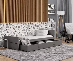 Łóżko dziecięce Modig 90x200 z szufladą białe/szare stelaż Flex