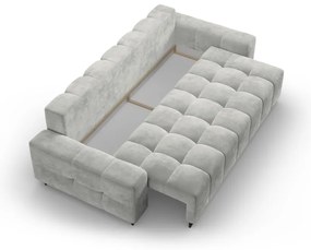 Jasnoszara aksamitna rozkładana sofa ze schowkiem 250 cm Wicklow – Cosmopolitan Design