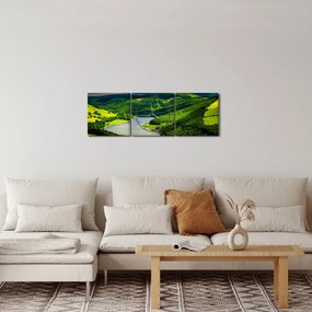 Obraz - Zielony krajobraz (z zegarem) (90x30 cm)