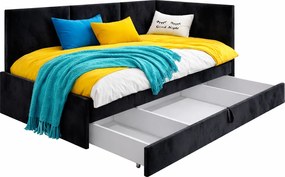 Czarna sofa z funkcją spania i wysokim oparciem W6-T51