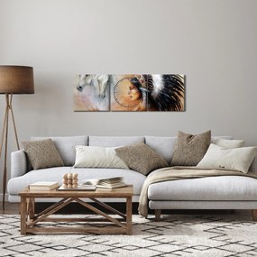 Obraz - Czary Indian (z zegarem) (90x30 cm)