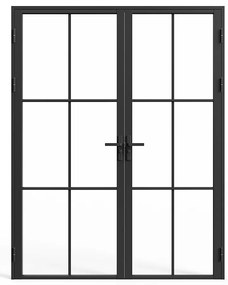 Drzwi kompletne 2-skrzydłowe z aluminium i szkła hartowanego - wys. 204 x szer. 146 cm - SEROTO