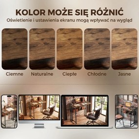 HOMCOM Składane biurko z półką, 80 cm biurko do małych pomieszczeń, biuro, rustykalny brąz | Aosom PL