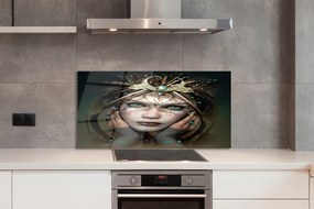 Szklany Panel Portret Kobiety o Błękitnych Oczach