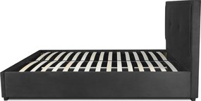 Łóżko Tapicerowane 160x200 cm ANDRE ze Stelażem Dwuosobowe Welurowe Czarne