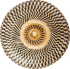 Orientalna lampa sufitowa czarna bambusowa 50 cm - Ostrava