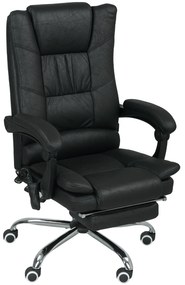 Vinsetto Fotel biurowy z funkcją masażu, z podnóżkiem, regulowany, 64 cm x 70 cm x 118 cm, Czarny