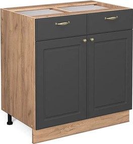 Szafka dolna do kuchni antracytowo-złoty 80x51.6x82 fame-line