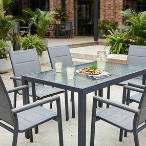 Krzesło Ogrodowe Grafit 56x65x88 cm Szara Szybkoschnąca Tkanina Nowoczesny