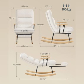 SongmicsHome Fotel bujany ROCKY, 97x67x100cm, kremowy