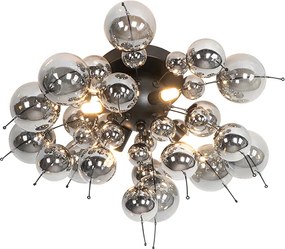 Designerska lampa sufitowa czarna z dymionym szkłem 4-światła - Explode