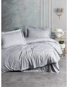 Jasnoszara pościel dwuosobowa z satyny bawełnianej 240x220 cm Stripe – Mijolnir