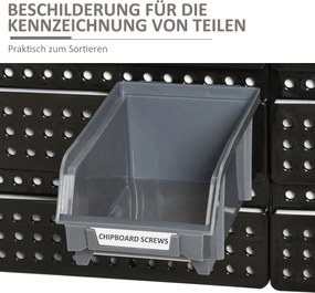 DURHAND Półka magazynowa 30 skrzynek Organizacja warsztatu Czerwony Szary Czarny | Aosom PL