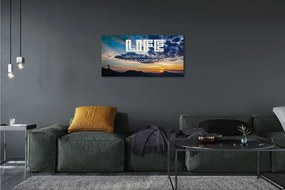 Duży obraz na płótnie Napis o Zachodzie Słońca