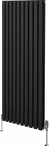 Grzejnik kolumnowy owalny i zawory - 1600 mm x 600 mm - czarny