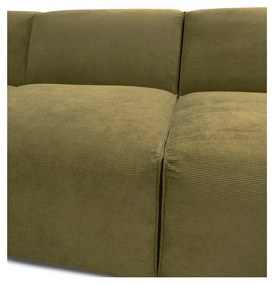 Zielona sztruksowa sofa modułowa w kształcie litery "U" Scandic Sting, prawostronna