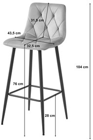Ciemnobeżowe krzesło barowe NADO VELVET z czarnymi nogami