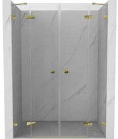 Mexen Lunar Duo drzwi prysznicowe uchylne 140 cm, transparent, złote - 834D-140-000-50-00