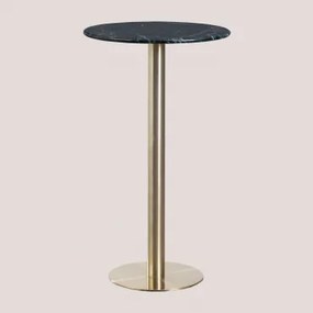 Wysoki, Okrągły Stolik Barowy Ø60 Cm Z Marmuru Cosmopolitan Zielony Marmur Big Flower & Champagne Oro - Sklum