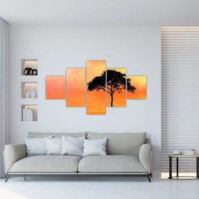 Obraz drzewa o zachodzie słońca (125x70 cm)