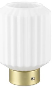 Lampa stołowa LED w biało-złotym kolorze ze ściemniaczem i szklanym kloszem (wys. 19,5 cm) Lord – Trio