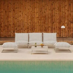 Zestaw Ogrodowy Z 3-częściową Modułową Sofą, Stolikiem Bocznym I 2 Pufami Rozkładanymi Amaro Kremowa Tapioca - Dark Blue - Sklum