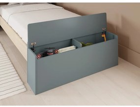 Łóżko dziecięce w dekorze sosny w kształcie domku ze schowkiem ze stelażem 90x190 cm w naturalnym kolorze/szarozielone Odessa – Marckeric