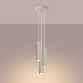 Lampa wisząca KARBON 3P beżowa ryflowana SOLLUX  LIGHTING