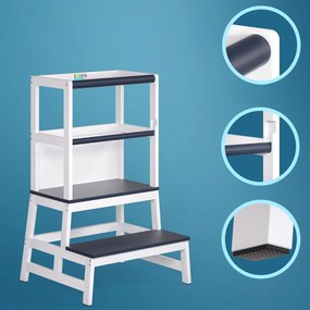 Spielwerk Wieża edukacyjna PLAY z drewna sosnowego, 93x56x49, biała/antracyt