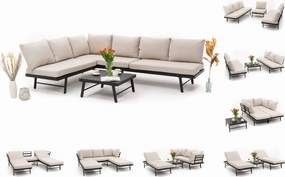 zestaw ogrodowy aluminiowy BORA modułowy leżak narożnik sofa stolik - grafitowo beżowy